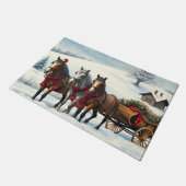 Winterlandschap met paarden en hut deurmat (Schuin)
