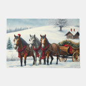 Winterlandschap met paarden en hut deurmat (Voorkant)