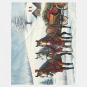 Winterlandschap met paarden en hut fleece deken (Voorkant)