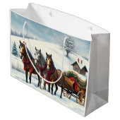 Winterlandschap met paarden en hut groot cadeauzakje (Achterkant Gekanteld)