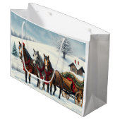 Winterlandschap met paarden en hut groot cadeauzakje (Voorkant Gekanteld)