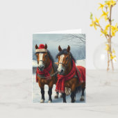 Winterlandschap met paarden en hut kaart (Gele Bloem)