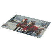 Winterlandschap met paarden en hut snijplank (Hoek)