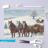 Winterlandschap met paarden en hut tissuepapier (Craft)