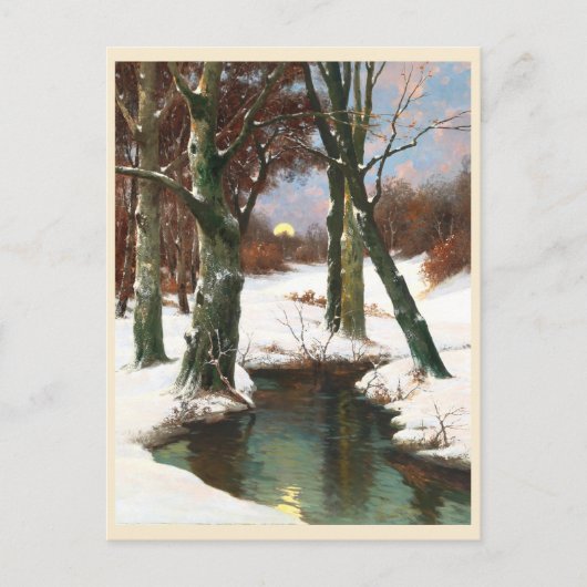 Winterlandschap met rijdende maan briefkaart (Voorkant)