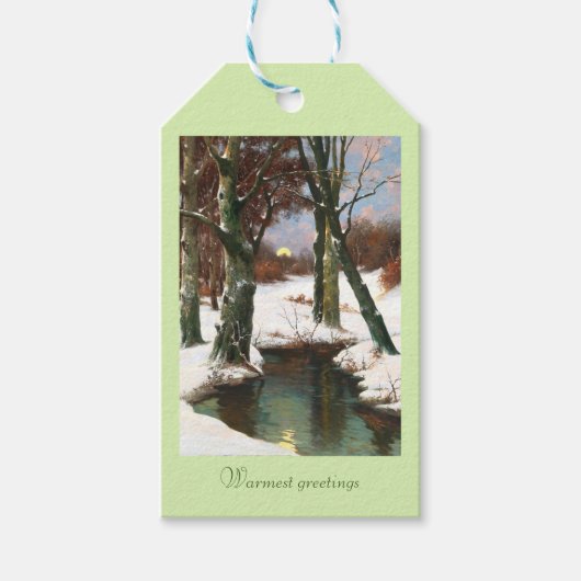 Winterlandschap met rijdende maan cadeaulabel (Voorkant)