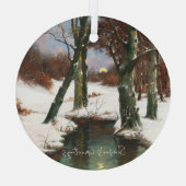 Winterlandschap met rijdende maan glas ornament (Achterkant)