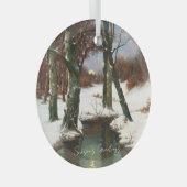 Winterlandschap met rijdende maan glas ornament (Voorkant Rechts)