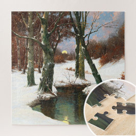 Winterlandschap met rijdende maan legpuzzel