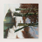 Winterlandschap met rijdende maan legpuzzel (Horizontaal)