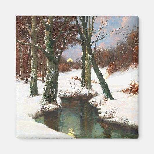 Winterlandschap met rijdende maan magneet (Voorkant)