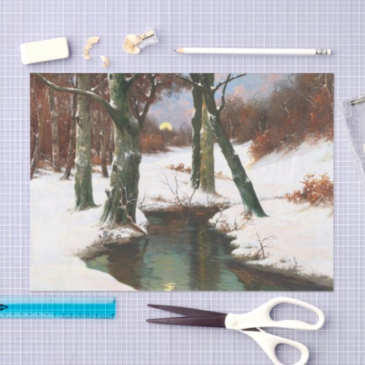 Winterlandschap met rijdende maan tissuepapier (Craft)