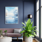 Winterlandschap met rustig bevroren meer poster