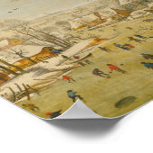 Winterlandschap met schaatsers en vogelval poster (Hoek)