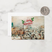 Winterlandschap met schaatsers - Kerstmis Notitiekaartje (Voorkant / Achterkant in situ)