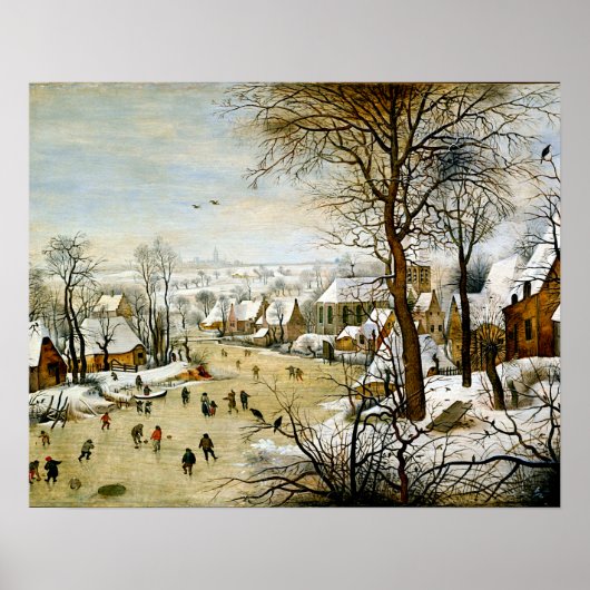 Winterlandschap met schaatsers poster (Voorkant)