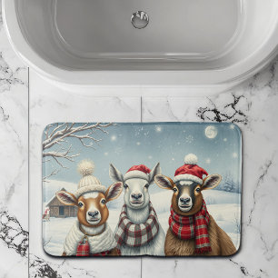 Winterlandschap met schapen en hutten badmat