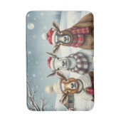 Winterlandschap met schapen en hutten badmat (Voorkant Verticaal)