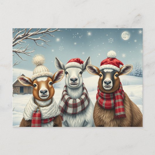 Winterlandschap met schapen en hutten feestdagenkaart (Voorkant)