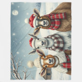 Winterlandschap met schapen en hutten fleece deken (Voorkant)