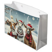 Winterlandschap met schapen en hutten groot cadeauzakje (Achterkant Gekanteld)