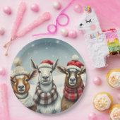 Winterlandschap met schapen en hutten papieren bordje (Feest)