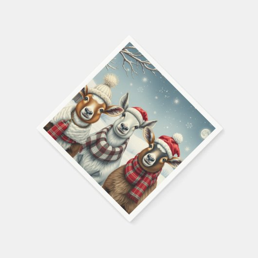 Winterlandschap met schapen en hutten servet (Hoek)