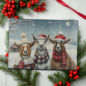 Winterlandschap met schapen en hutten snijplank