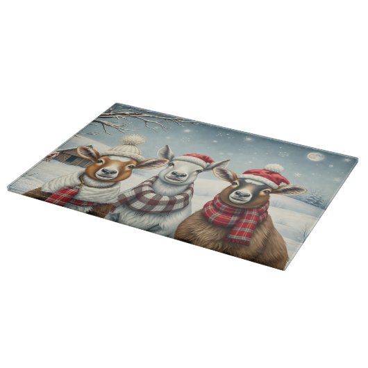 Winterlandschap met schapen en hutten snijplank (Hoek)