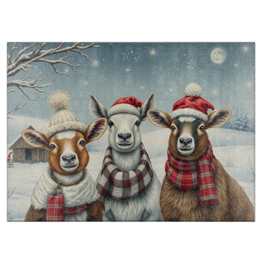 Winterlandschap met schapen en hutten snijplank (Voorkant)