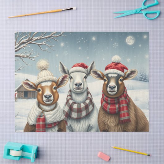 Winterlandschap met schapen en hutten tissuepapier (Craft)