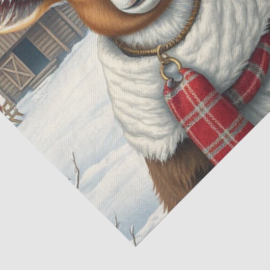 Winterlandschap met schapen en hutten tissuepapier (Detail)