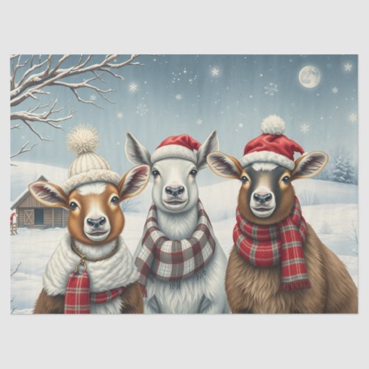 Winterlandschap met schapen en hutten tissuepapier (Voorkant)