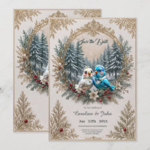 Winterlandschap met schattig vogelbruidspaar.