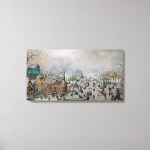Winterlandschap met Skaters door Hendrick Avercamp Canvas Afdruk