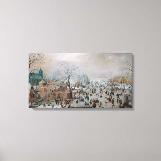 Winterlandschap met Skaters door Hendrick Avercamp Canvas Afdruk (Voorkant)
