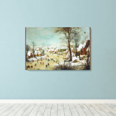 Winterlandschap met skaters en vogelvangers canvas afdruk (Insitu (Houten vloer))