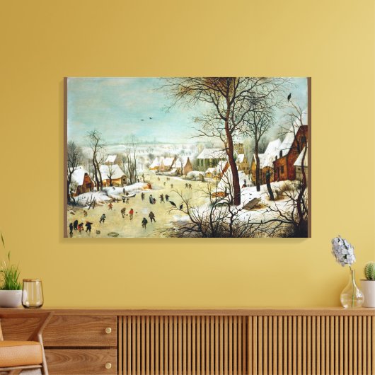 Winterlandschap met skaters en vogelvangers canvas afdruk (Insitu (Woonkamer))