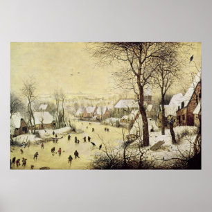 Winterlandschap met Skaters Poster