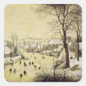 Winterlandschap met Skaters Vierkante Sticker (Voorkant)