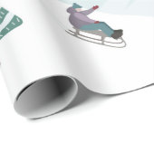 Winterlandschap met sneeuw, bomen en kinderen cadeaupapier (Rol Hoek)