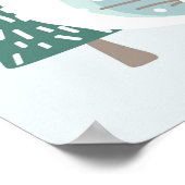 Winterlandschap met sneeuw, bomen en kinderen poster (Hoek)