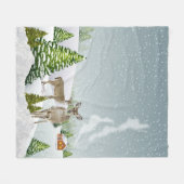 Winterlandschap met sneeuw en deer Cozy Fleece Deken (Voorkant (Horizontaal))