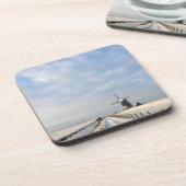 Winterlandschap met sneeuw en windmolen in Nederla Bier Onderzetter (Linkerzijde)