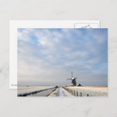 Winterlandschap met sneeuw en windmolen in Nederla Briefkaart (Voorkant / Achterkant)