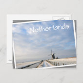 Winterlandschap met sneeuw en windmolen in Nederla Briefkaart (Voorkant / Achterkant)