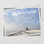 Winterlandschap met sneeuw en windmolen in Nederla Briefkaart (Voorkant)