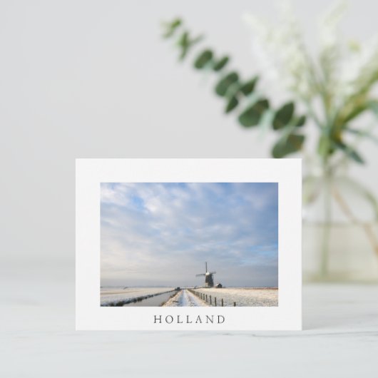 Winterlandschap met sneeuw en windmolen in Nederla Briefkaart (Staand voorkant)