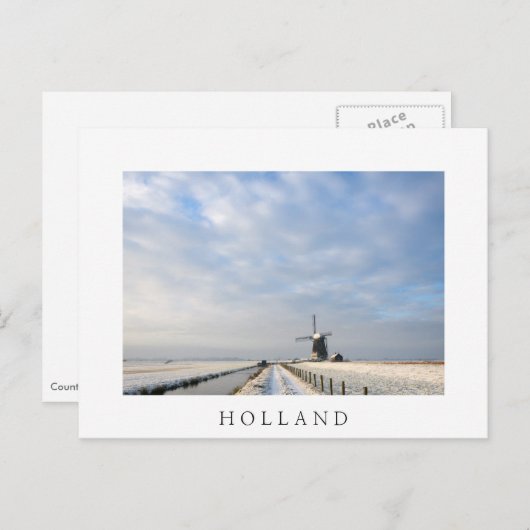 Winterlandschap met sneeuw en windmolen in Nederla Briefkaart (Voorkant / Achterkant)