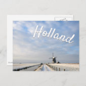 Winterlandschap met sneeuw en windmolen in Nederla Briefkaart (Voorkant / Achterkant)
